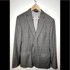 Banana Republic Grey slim Italian cotton Plaid suit jacket.